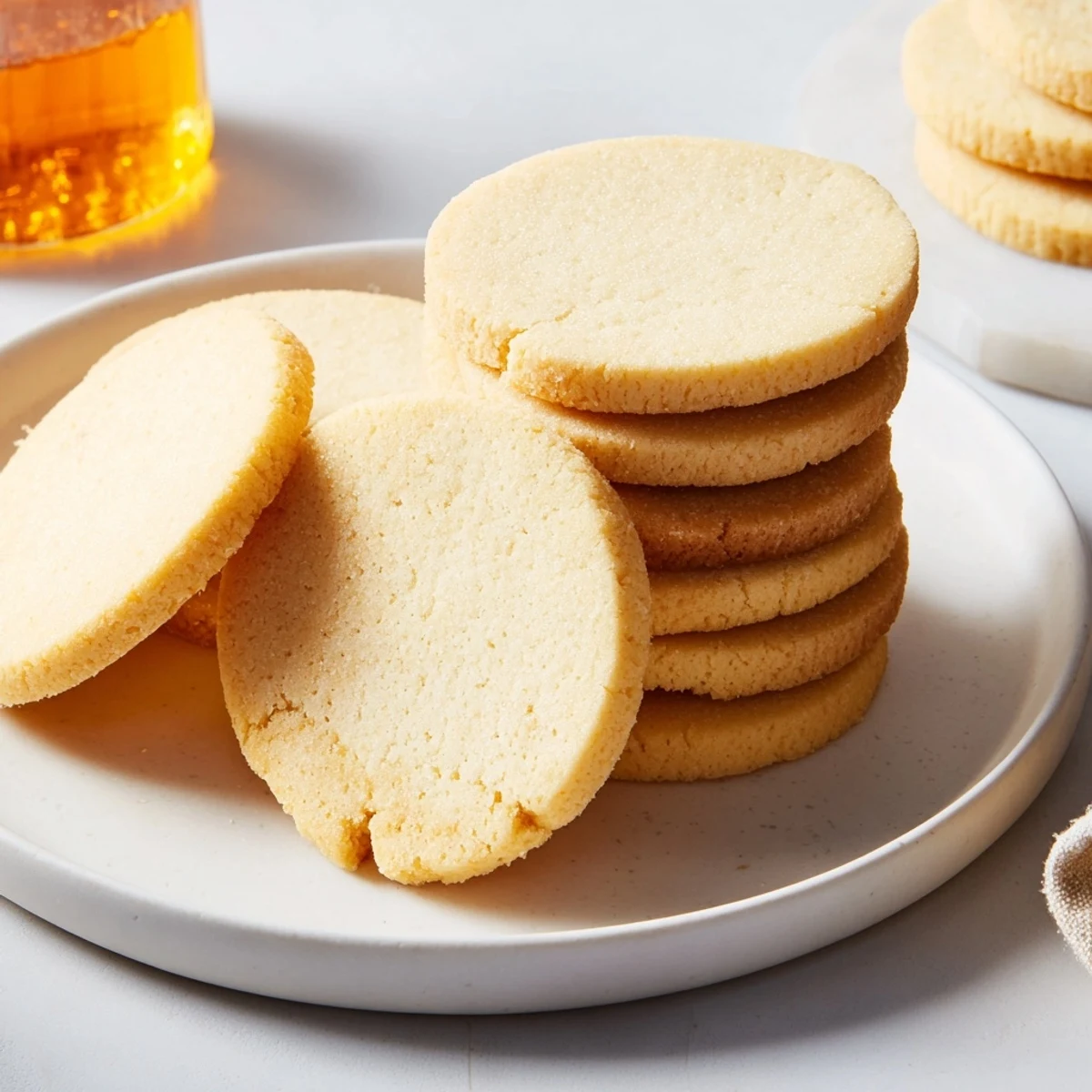 Freshly baked, buttery honey butter shortbread cookies with a delicate, melt-in-your-mouth texture.