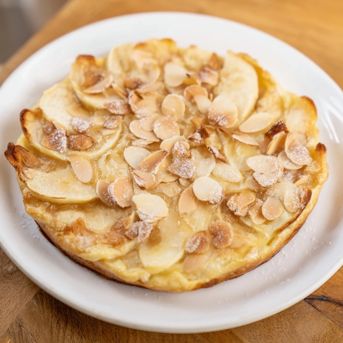 Golden slices of Rustic Crustless Apple Pie, a comforting dessert full of spiced baked apples.