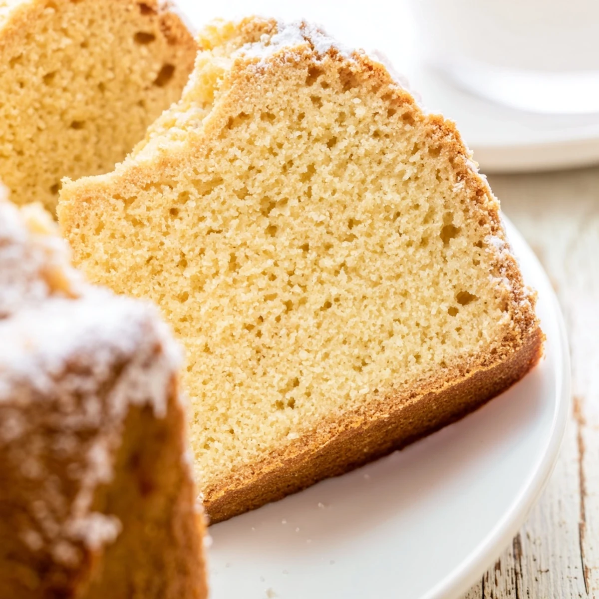 A freshly baked Simple 3-Ingredient Vanilla Sponge Cake, showing its light and airy texture.