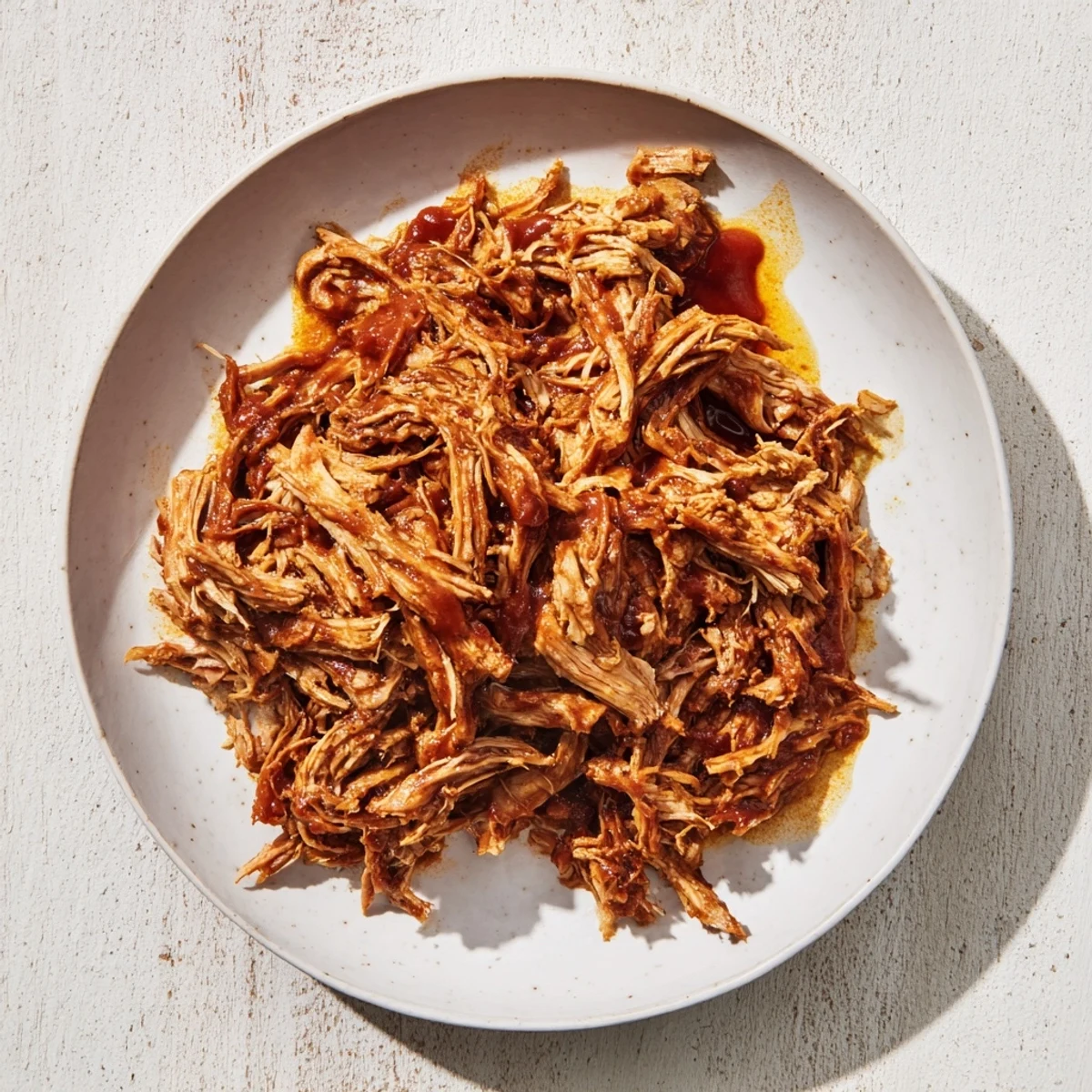 Tender shredded 5-Ingredient BBQ Pulled Pork, glistening with sauce, ready to be piled high on a bun.