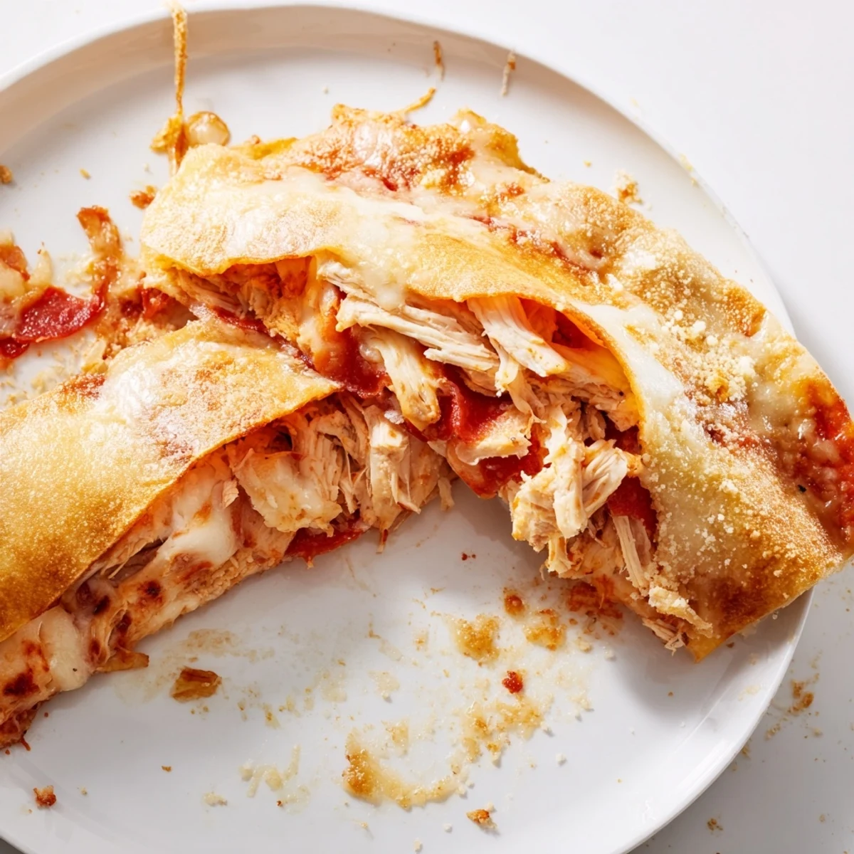 Golden, bubbly Leftover Pizza Grilled Cheese with shredded chicken, a satisfying upgrade to lunch.