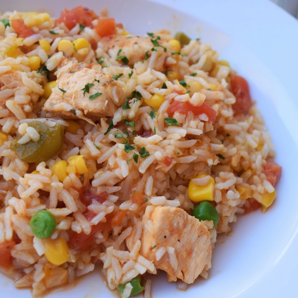 One-Pot Chicken and Rice sizzling in a pot, a wonderfully aromatic, flavorful Latin-inspired dish.