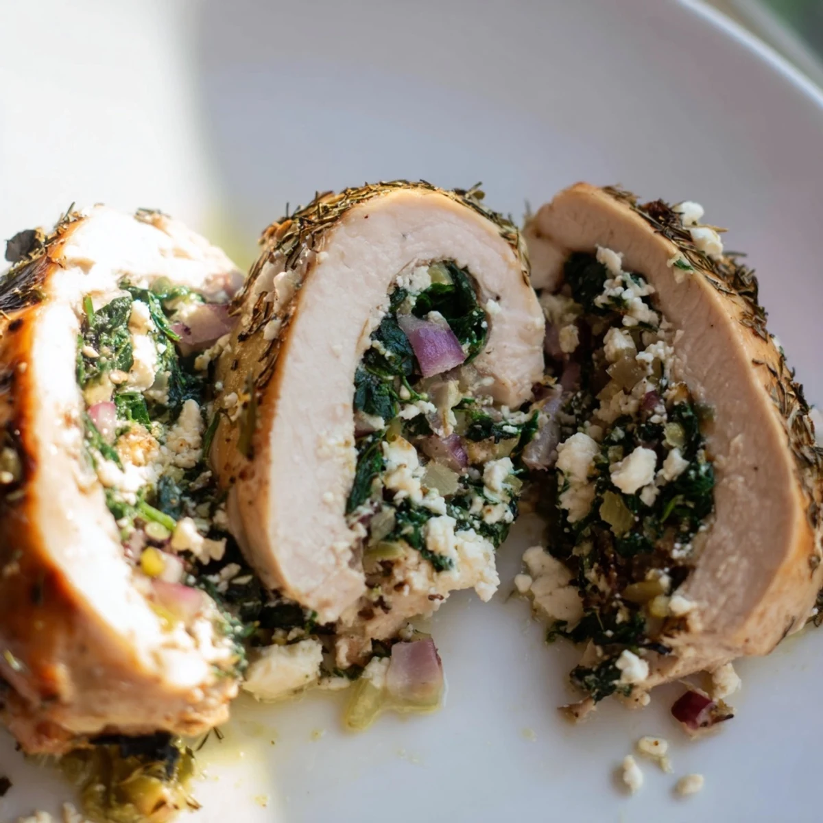 Golden Spinach Feta Stuffed Chicken rolls baked to perfection, a flavorful Greek-inspired main.