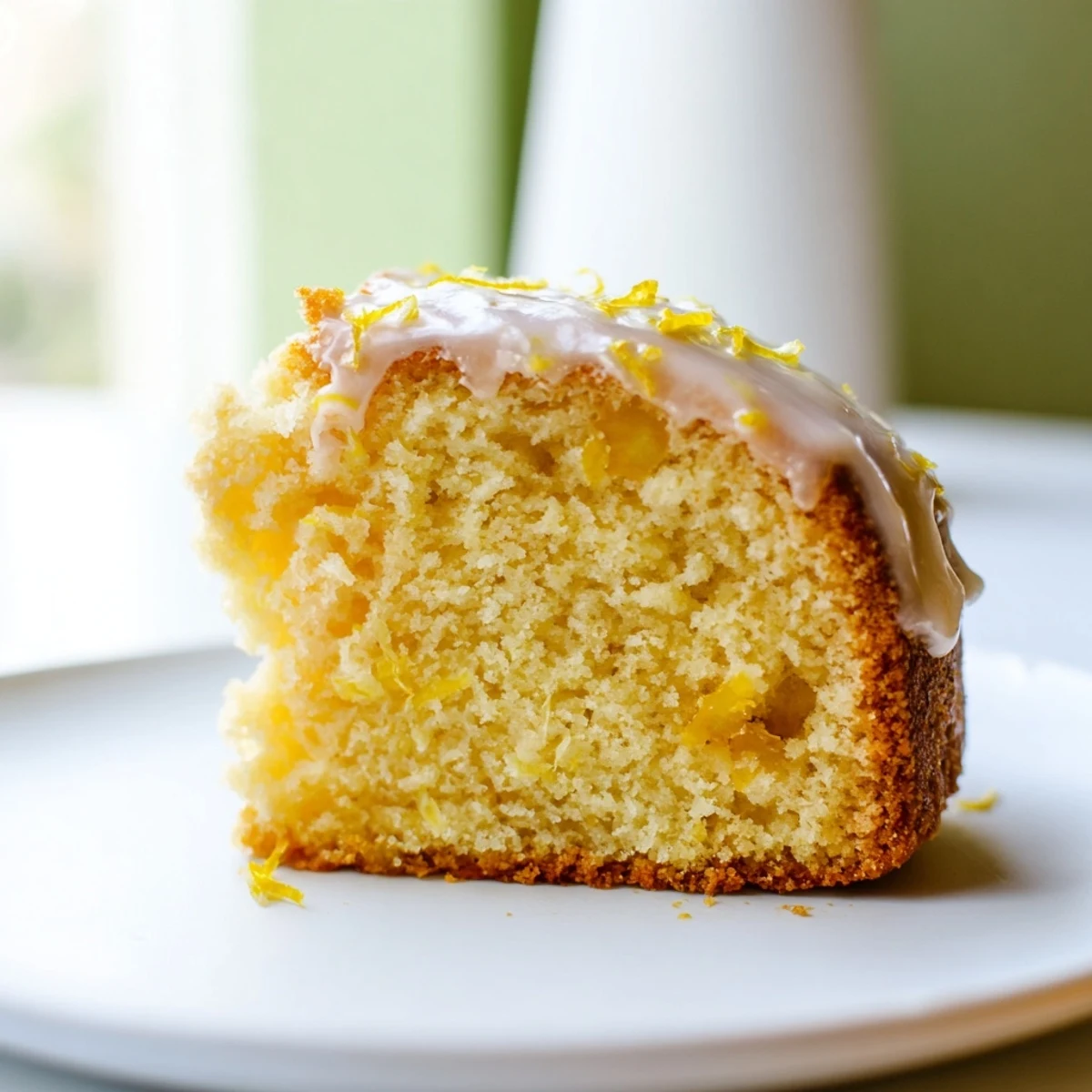 Fluffy Lemon Yogurt Cake, drizzled with luscious glaze, ready for a delightful dessert.