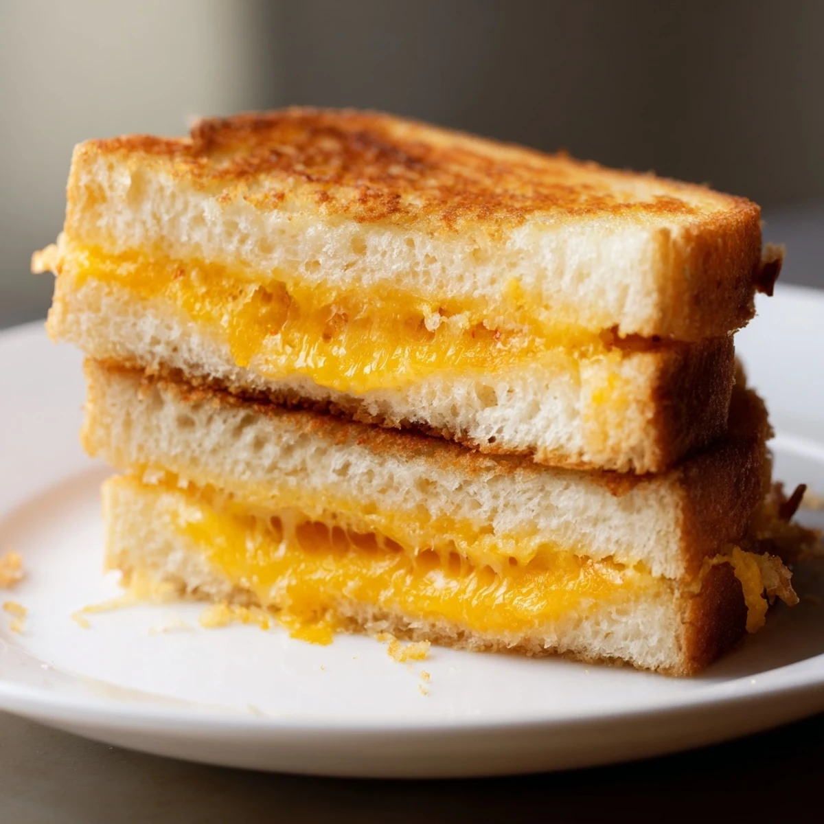 Mouthwatering close-up of a perfectly toasted Air Fryer Grilled Cheese, ready to be enjoyed.