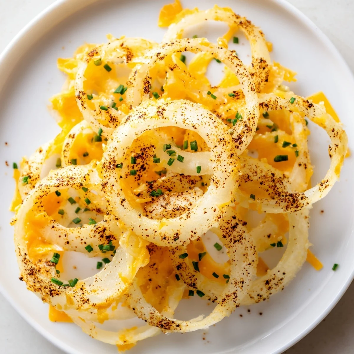 Golden, crispy Crispy Onion Cheese Chips with melted cheese, perfect for a savory, low-carb snack.