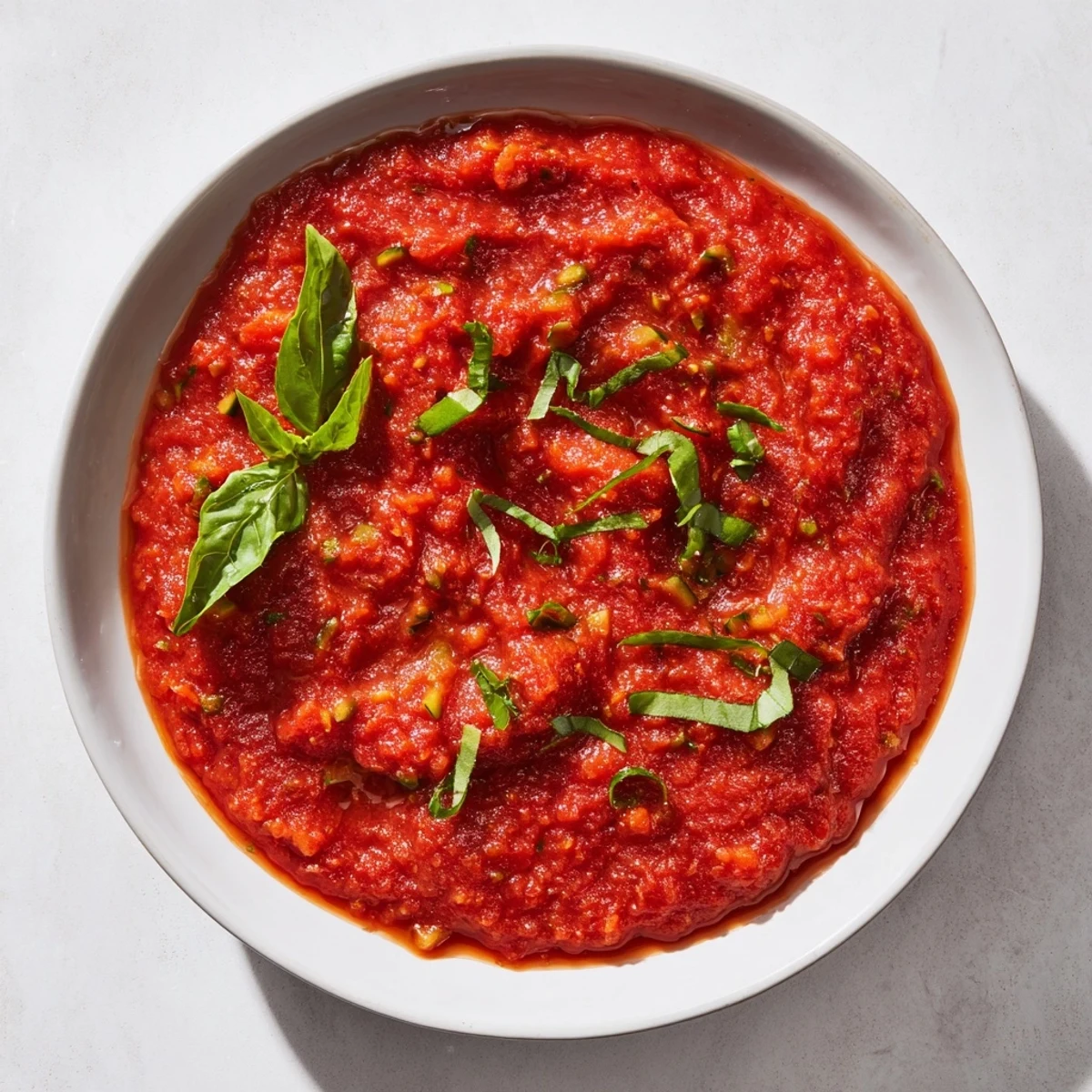Vibrant Veggie-Loaded Tomato Pasta Sauce, thick and smooth, ready to coat your favorite pasta.