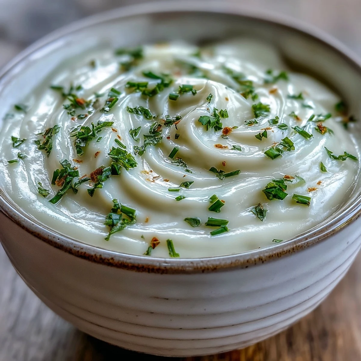 A bowl of Creamy Celery Root Bisque served with a side of crusty artisan bread for dipping.