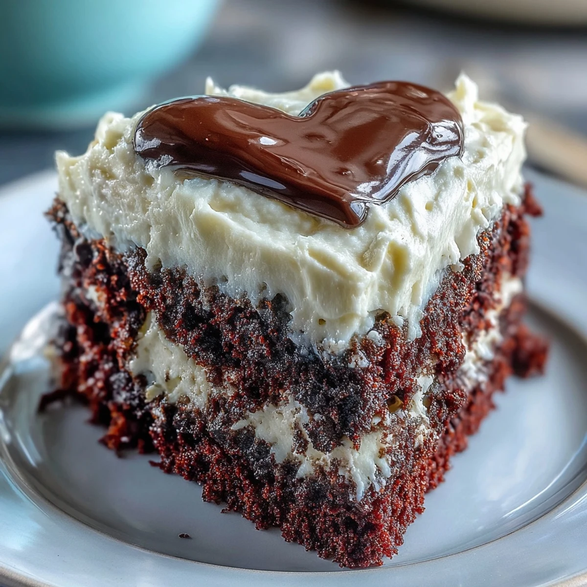 The finished Red Betty Boop Heart Cake features soft red crumb, creamy frosting, and a crisp dark chocolate silhouette.