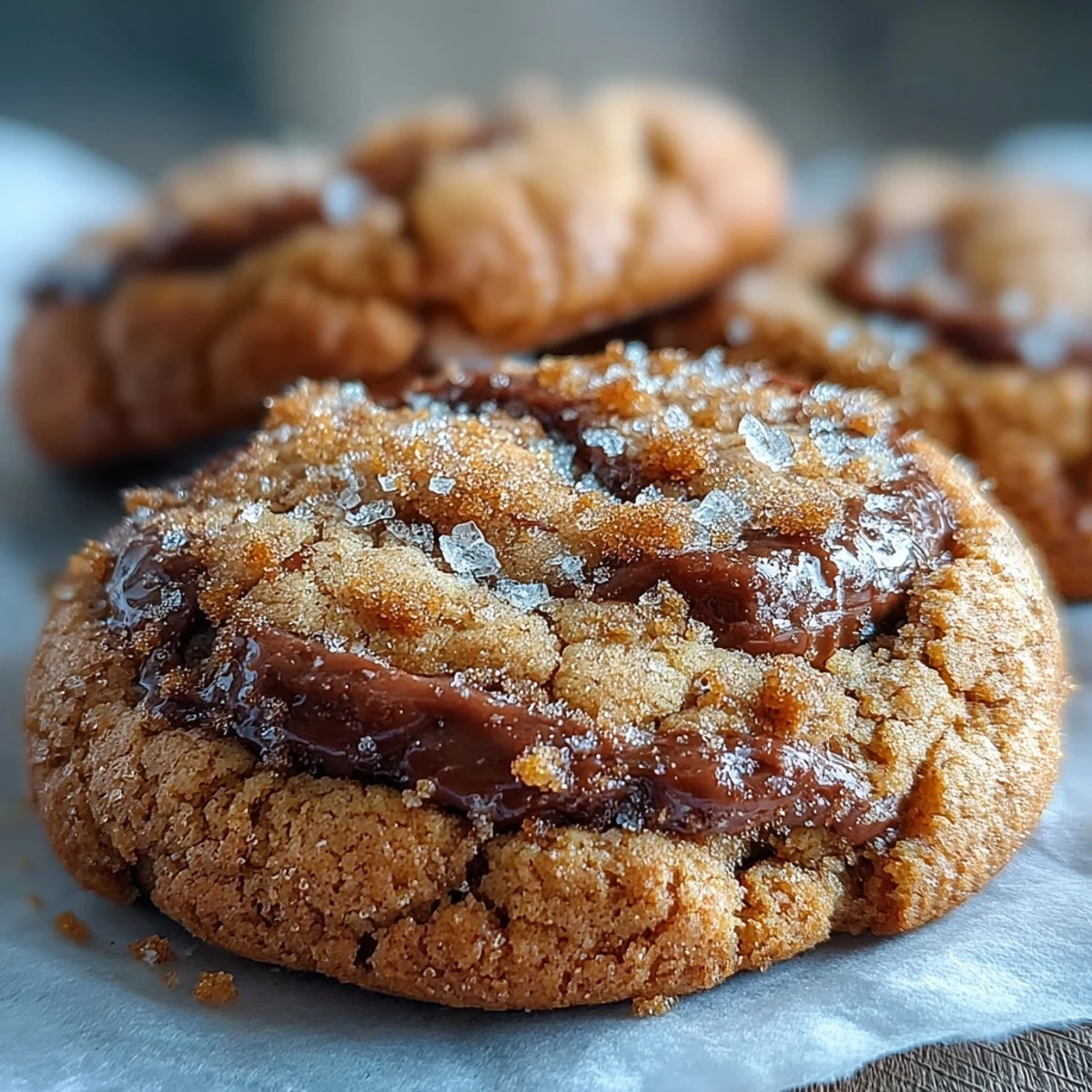 Freshly baked Hojicha and Brown Butter Cookies on a wire rack with a glass of milk, showing golden edges and a chewy center.