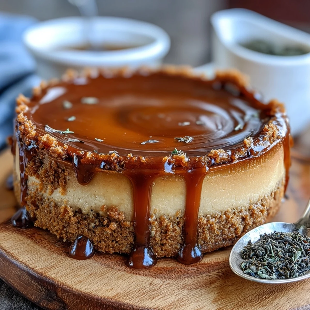 Velvety Hojicha Cheesecake with a rich roasted tea filling and golden crust, perfect for tea lovers and dessert aficionados.