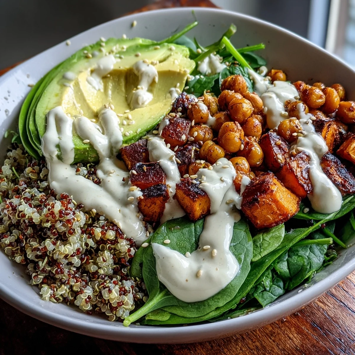 Perfect for a healthy weeknight dinner, this Anti-Inflammatory Glow Bowl features fluffy quinoa, tender roasted sweet potatoes, and rich avocado slices ready to be enjoyed.