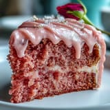Velvety pink layers of Bridal Shower Rosé Velvet Cake with luxurious gold accents.