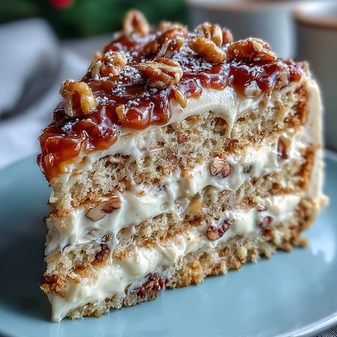 Freshly baked Christmas Toffee Crunch Cake slices on a wooden board, revealing moist crumbs, golden toffee bits, and crunchy pecans from a festive holiday dessert.