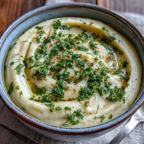 A close-up of roasted golden parsnips and onions blended into a creamy Parsnip and Herb Soup, drizzled with olive oil.