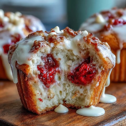 Golden strawberry muffins with white chocolate chips, fresh fruit and creamy chips in every bite, perfect for breakfast or a snack.