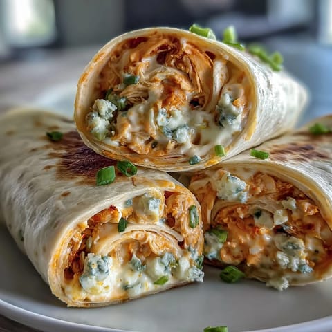 Buffalo Chicken Cream Cheese Pinwheel Wraps with creamy Buffalo sauce and shredded chicken in soft tortillas, perfect for parties.