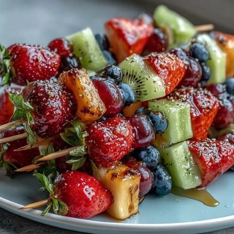 Rainbow Fruit Skewers Honey Dip
