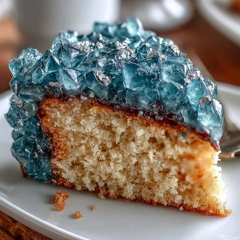 Elegant graduation cake with sparkling teal geode and shimmering gold details.