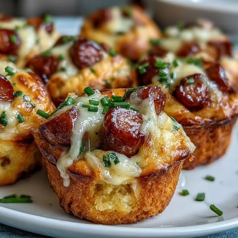 Golden Mini Corn Dog Muffins with savory hot dog centers, perfect for parties.