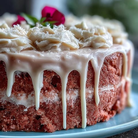 Chic Rosé Velvet Cake with edible gold drip, perfect for any elegant celebration.