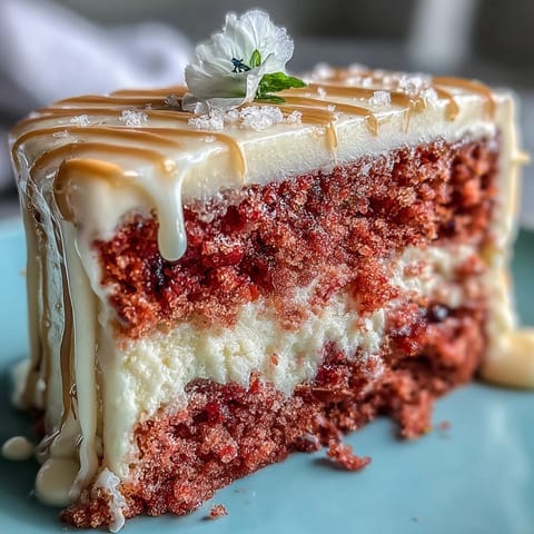 Decadent layers of rosé cake and cream cheese frosting, beautifully adorned.