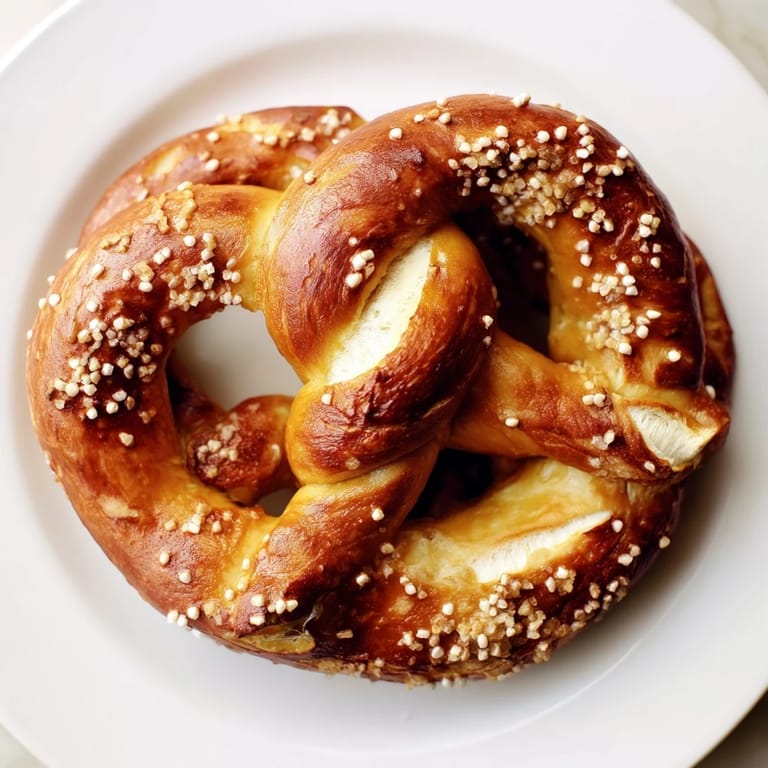 A close-up of beautifully baked Homemade Soft Pretzels, invitingly chewy and ready for dipping.