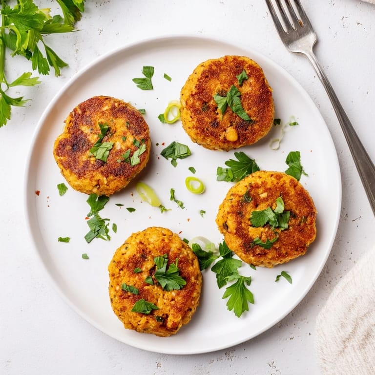 Close-up of hearty Potato and Chicken Cakes, a delightful American comfort food main course.