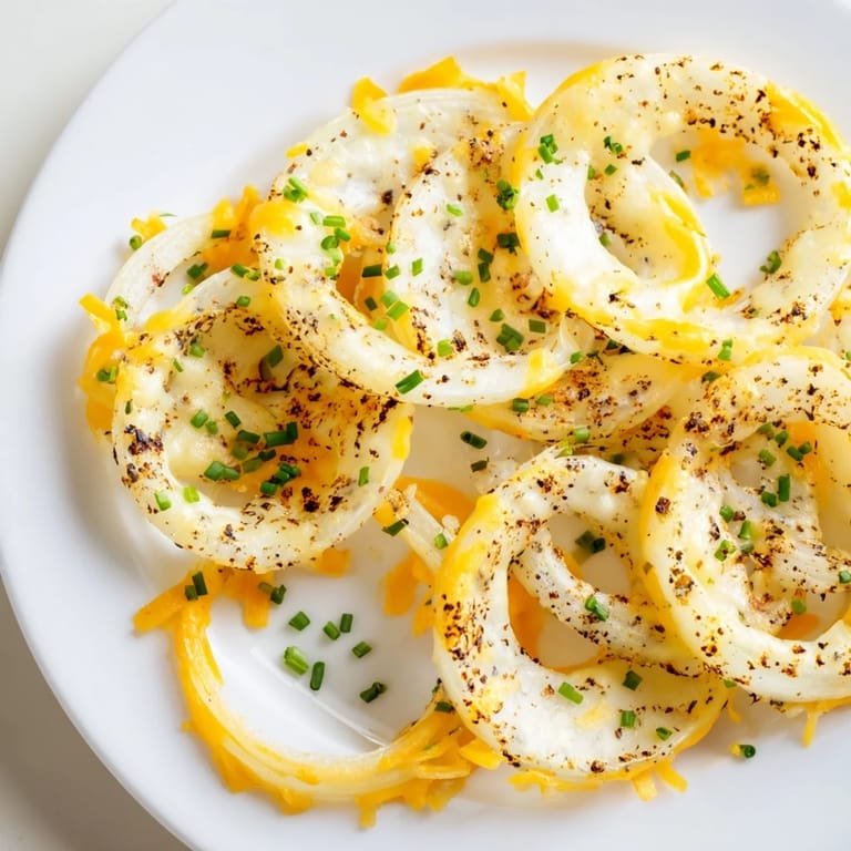 Enjoy the crunch: A plate of delicious Crispy Onion Cheese Chips, a flavorful, cheesy vegetarian appetizer.