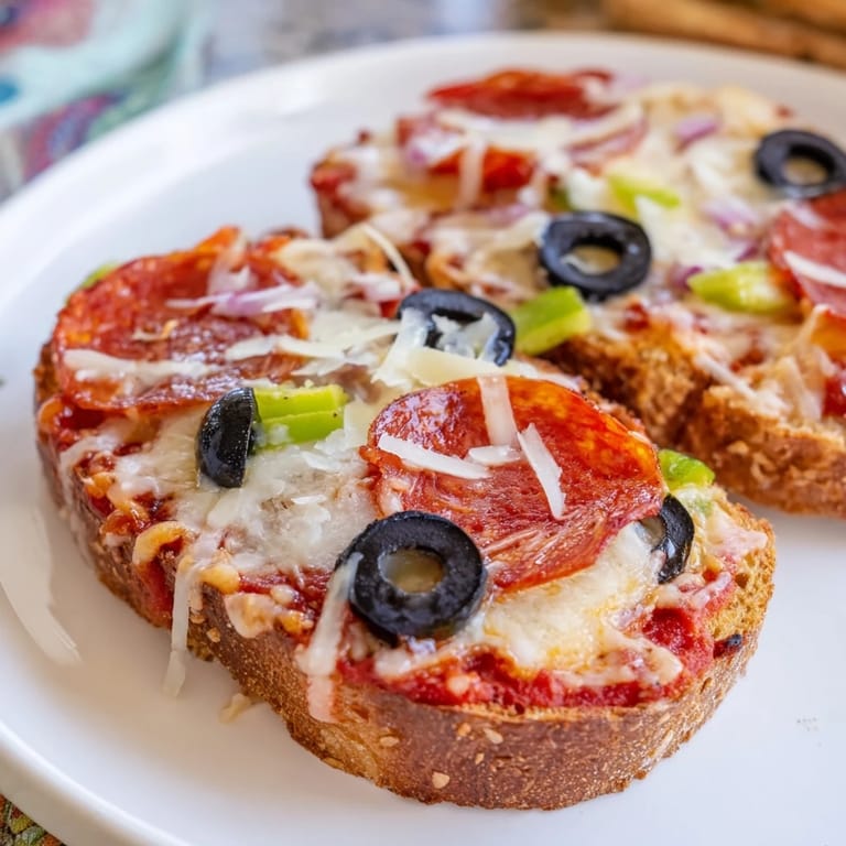 Golden-brown Air Fryer Pizza Toast, loaded with melted mozzarella and pepperoni, a quick and tasty meal.