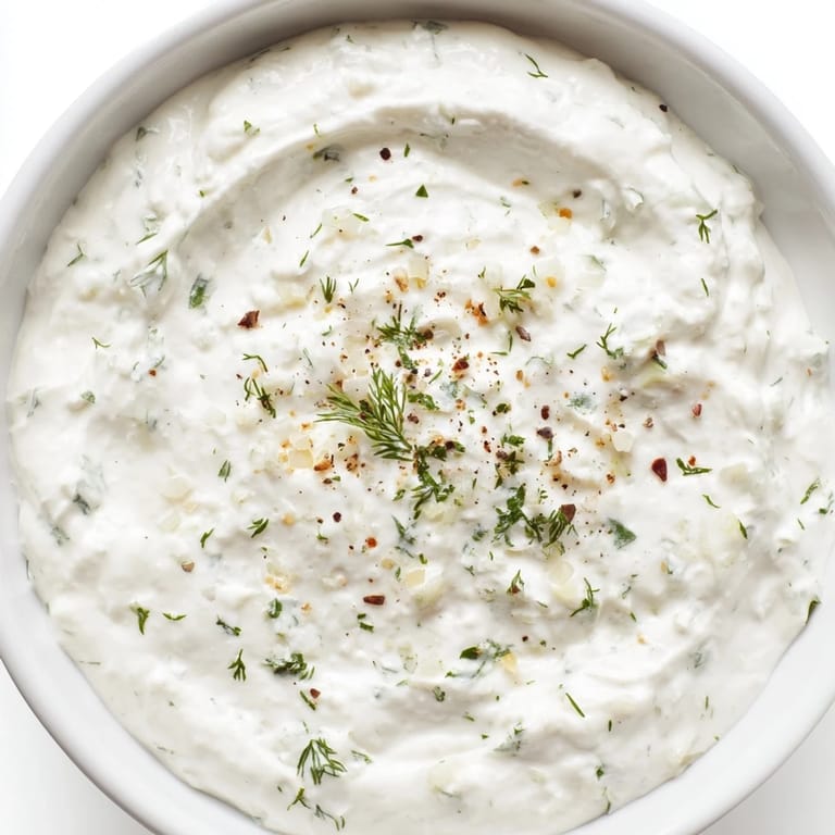 A bright, flavorful Greek yogurt herb dip is perfect for a light appetizer with pita chips.