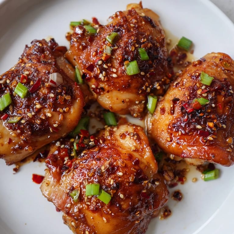 Freshly baked honey garlic glazed chicken resting in a skillet, garnished with parsley and sesame seeds for a vibrant finish.
