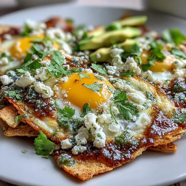 Crispy chilaquiles smothered in zesty salsa, ready for a delicious morning meal.