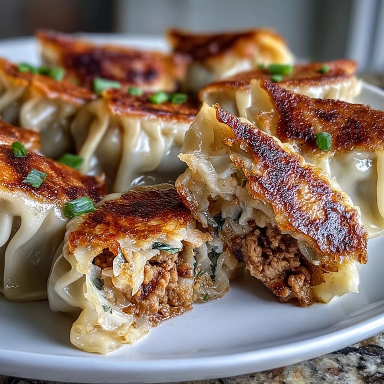 Juicy Smash Dumplings with ginger and pork filling are arranged on a serving platter.