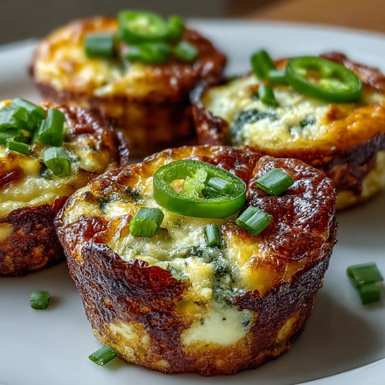 Six savory Keto Jalapeño Cheddar Egg Cups lined up on a dark slate tray with fresh cilantro garnish.