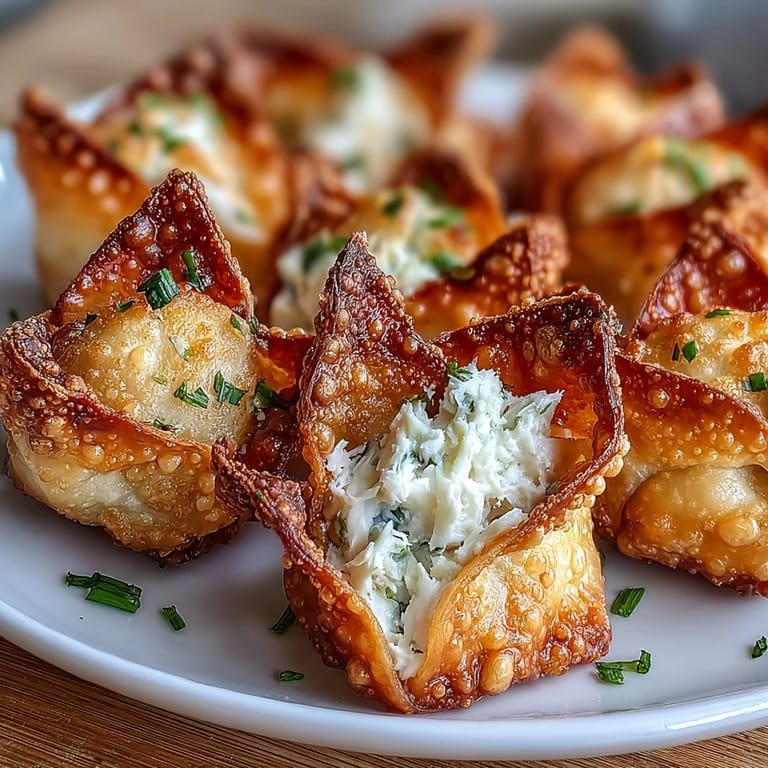 Delicate wonton wrappers stuffed with savory crab and smooth cream cheese, air-fried until perfectly crisp and ready to enjoy.