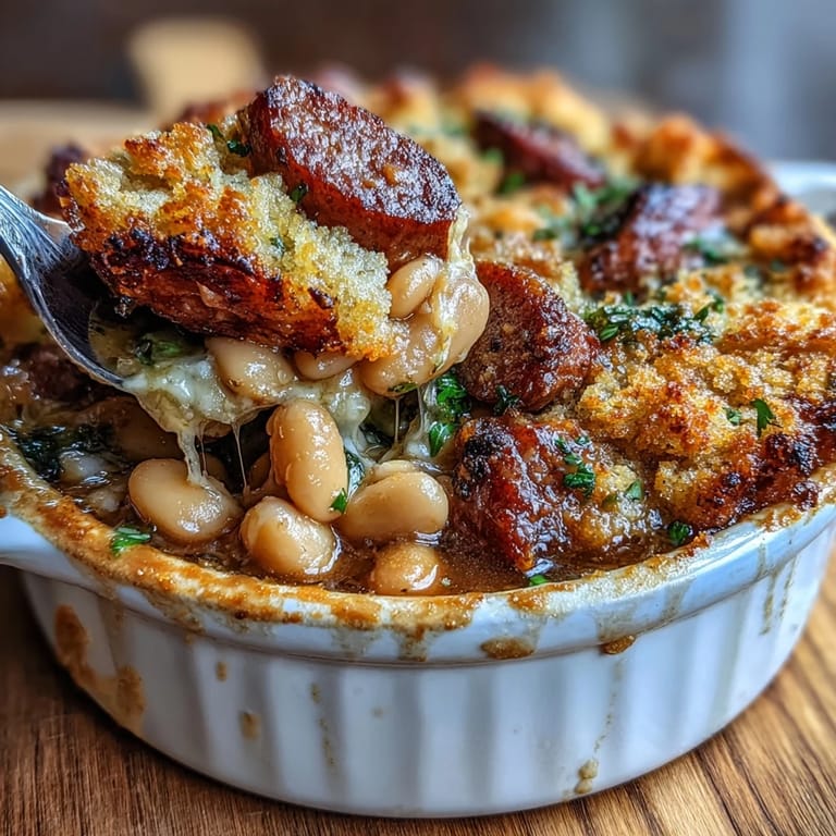 Rich and comforting, this French Ham and White Bean Cassoulet features slow-cooked white beans, crispy bacon, and succulent ham in a flavorful herb-infused broth.