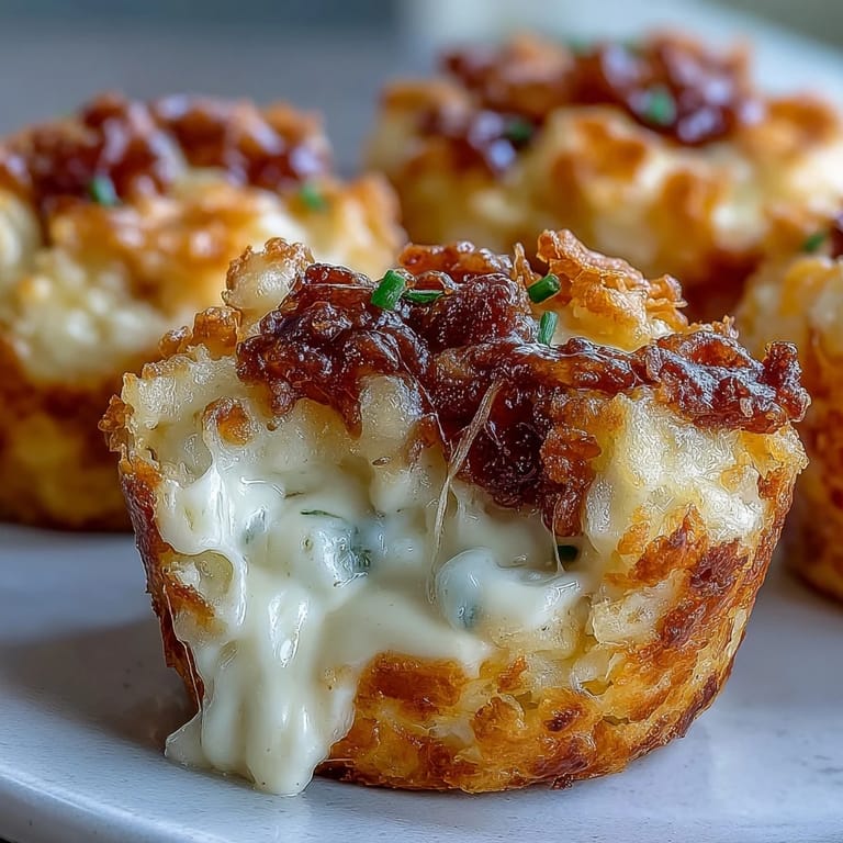 Savory funeral potatoes muffin cups baked until golden, featuring cheesy potatoes and crispy cornflake crust for brunch.