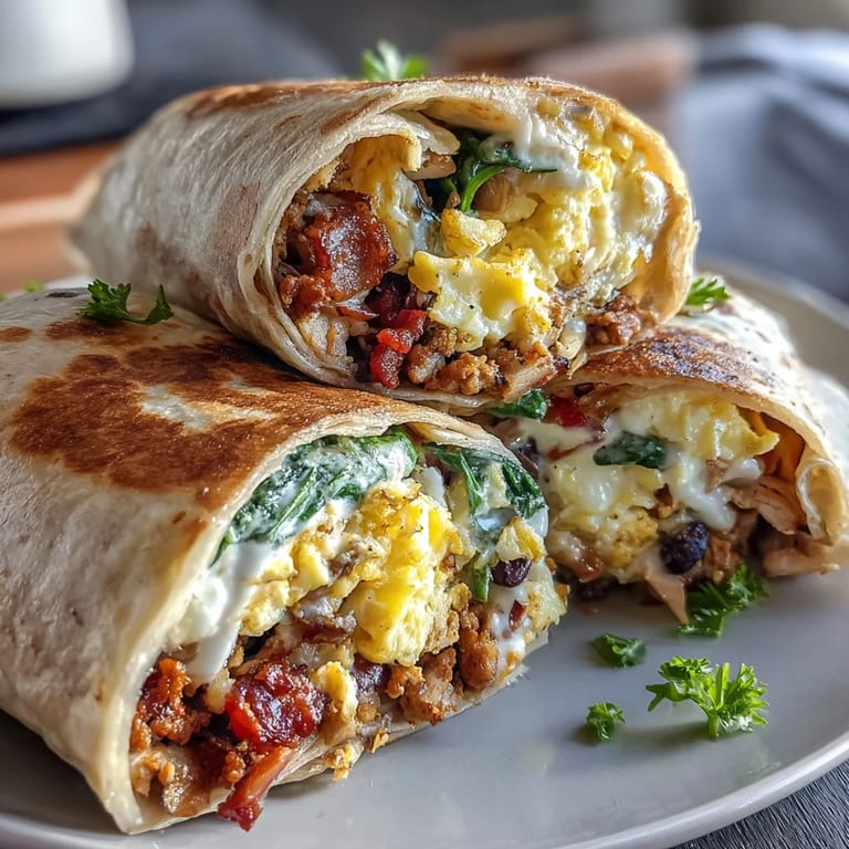 A satisfying breakfast burrito packed with protein-rich eggs, turkey, and black beans, topped with melty cheddar cheese.