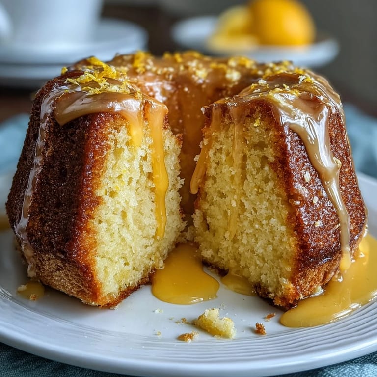 Rich limoncello pound cake with a tender crumb, drizzled with sweet-tart lemon glaze and garnished with candied lemon peel.