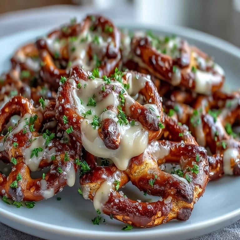 Festive shamrock pretzel bites drizzled with creamy white chocolate and topped with bright green sprinkles for a holiday dessert.