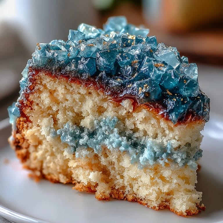 Celebration cake: a slice of teal geode graduation cake shines with gold.