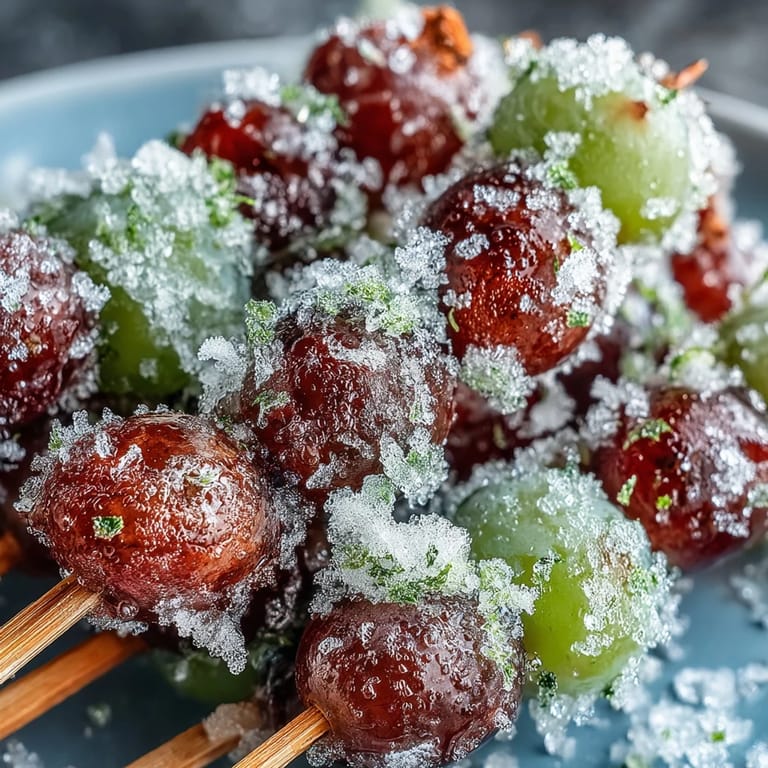 Refreshing frozen grape skewers coated in zesty lime sugar make a vibrant, sweet-tart dessert or party appetizer.