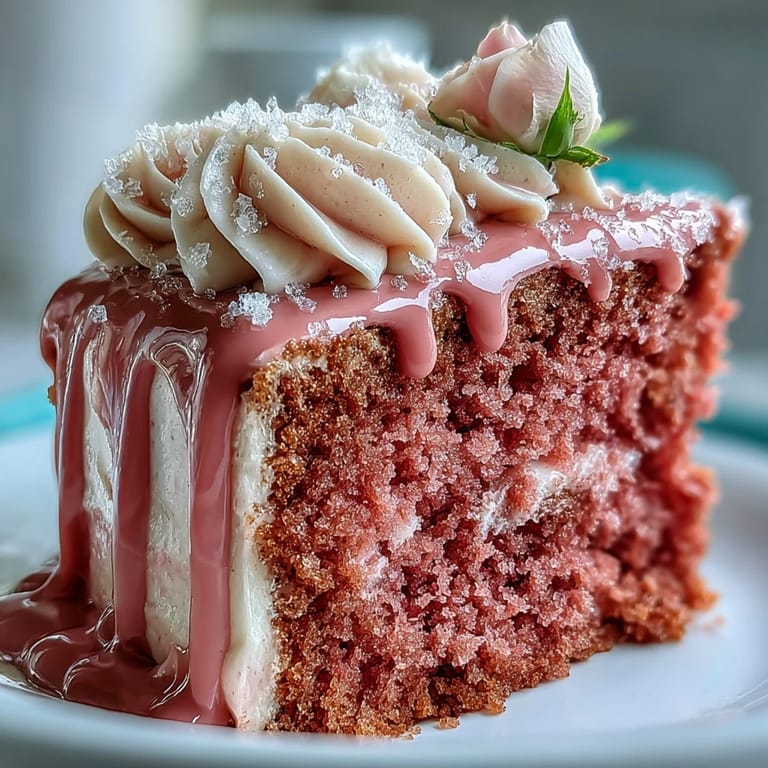 A beautiful Bridal Shower Rosé Velvet Cake, ready for celebration with delicate edible gold.